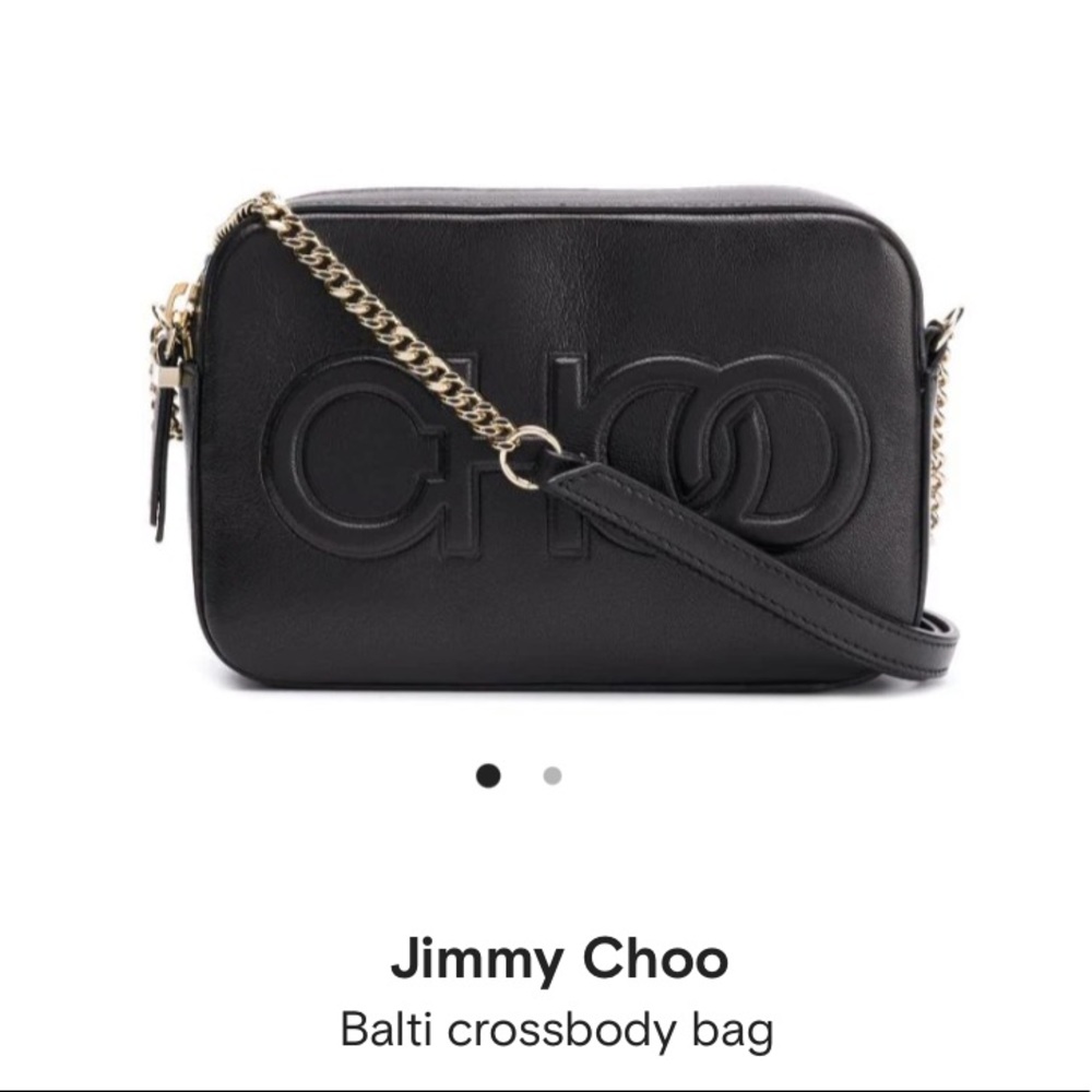 Jimmy Choo Black Leather Mini Crossbody Bag with Embossed Logo